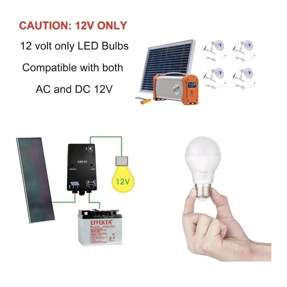 Tento 4 Pack Low Voltage LED Bulbs 12v E26 Bulbs 10w‎ 6000k Daylight White